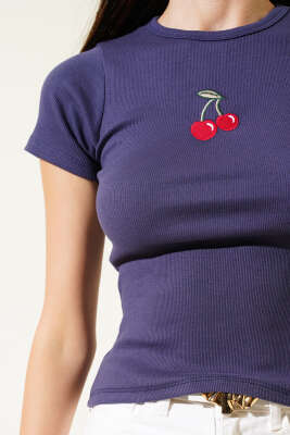 Kiraz Nakışlı Kaşkorse Bluz Parlement - Yılın Fırsatı