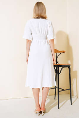 Kırınkıl Elbise Beyaz - Thumbnail