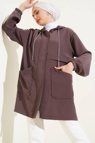 Kirınkıl Kapüşonlu Kap Kahve - Dış Giyim&Mont