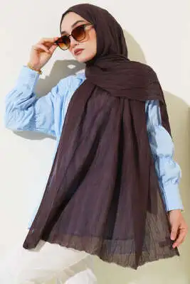 Kırışık Bambu Soft Şal Acı Kahve - Başörtüsü