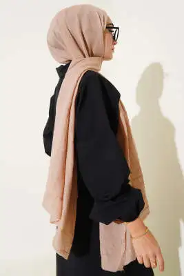 Kırışık Bambu Soft Şal Latte - Başörtüsü