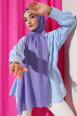 Kırışık Bambu Soft Şal Soft Mavi - Başörtüsü