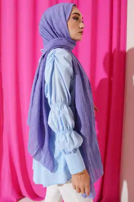 Kırışık Bambu Soft Şal Soft Mavi - Başörtüsü