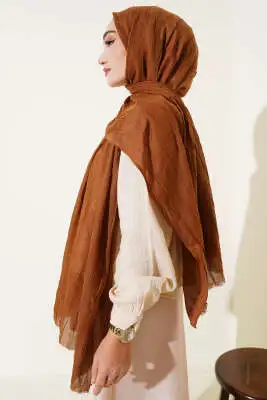 Kırışık Bambu Soft Şal Taba - Başörtüsü