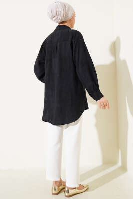 Kırışık Dokulu Basic Gömlek Siyah - 300-500 TL Ürünler