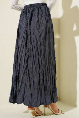 Kırışık Pileli Etek Füme - Uzun Etek