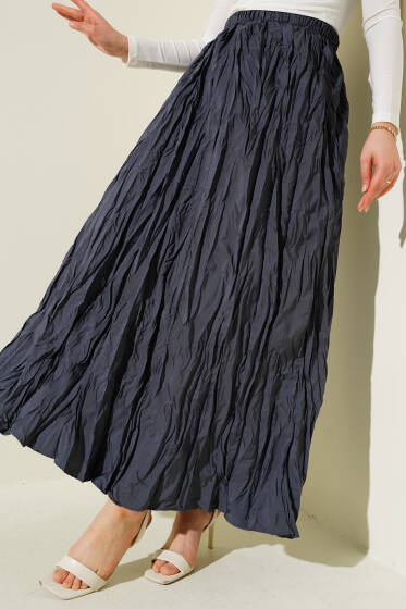 Kırışık Pileli Etek Füme - Yılın Fırsatı 