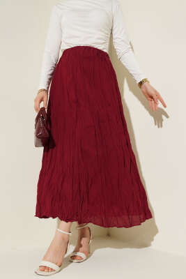 Kırışık Vual Etek Bordo 
