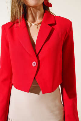 Kısa Blazer Ceket Kırmızı - Kadın Giyim Modelleri