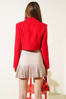 Kısa Blazer Ceket Kırmızı - Kadın Giyim Modelleri