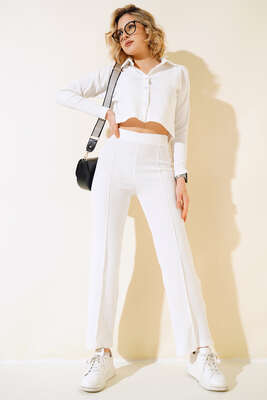 Kısa Gömlek İkili Takım Beyaz 