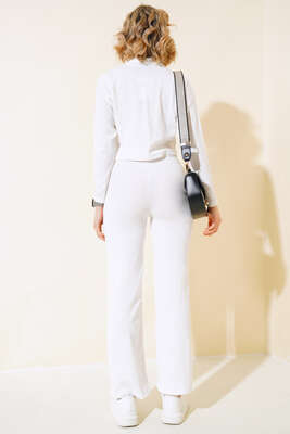 Kısa Gömlek İkili Takım Beyaz - Kadın Giyim Modelleri