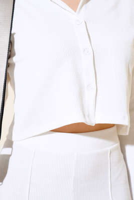 Kısa Gömlek İkili Takım Beyaz - Kadın Giyim Modelleri