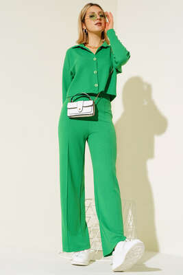 Kısa Gömlek İkili Takım Yeşil - Kadın Giyim Modelleri