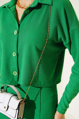 Kısa Gömlek İkili Takım Yeşil - Kadın Giyim Modelleri