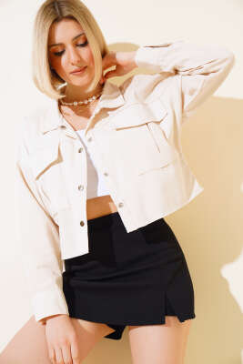 Kısa Keten Ceket Bej - TİLLE