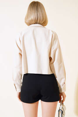 Kısa Keten Ceket Bej - Kadın Giyim Modelleri