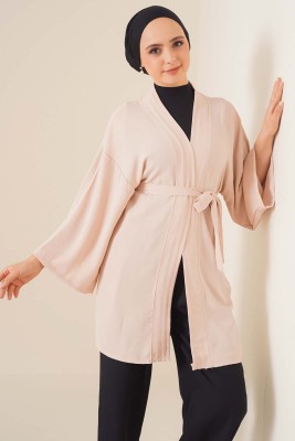 Kısa Kimono Bej - Thumbnail