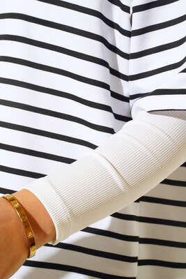 Kısa Kol Basic Çizgili Tshirt Beyaz - Yılın Fırsatı