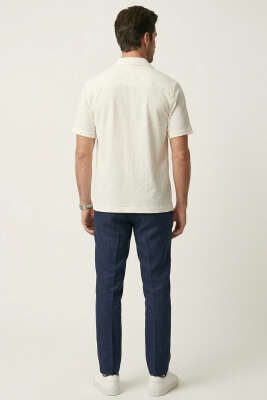 Kısa Kol Fitilli Erkek Gömlek Ekru - Erkek Gömlek