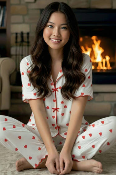 Kısa Kol Önü Kurdeleli Pijama Takımı Kırmızı - Pijama