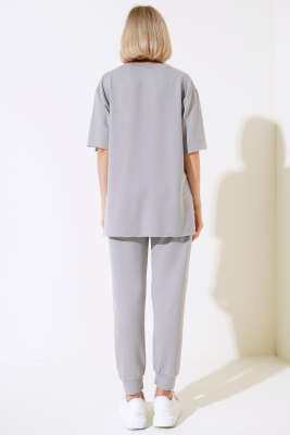 Kısa Kol Salaş İkili Takım Gri - Kadın Giyim Modelleri