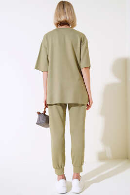 	 Kısa Kol Salaş İkili Takım Haki - Kadın Giyim Modelleri
