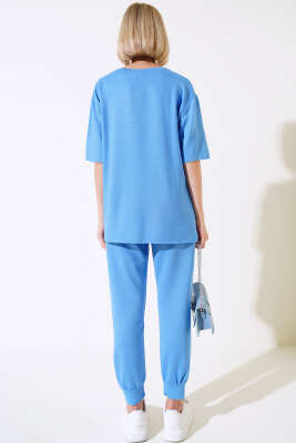 Kısa Kol Salaş İkili Takım Mavi - Kadın Giyim Modelleri