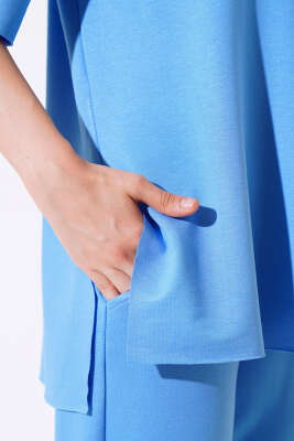 Kısa Kol Salaş İkili Takım Mavi - Kadın Giyim Modelleri