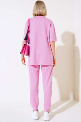 Kısa Kol Salaş İkili Takım Pembe - Kadın Giyim Modelleri