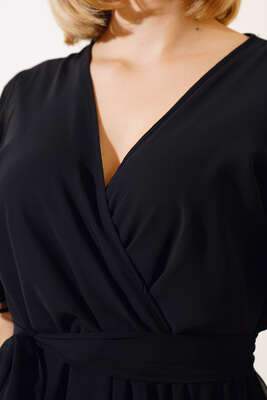 Kısa Kol Tül Elbise Siyah - Kadın Giyim Modelleri