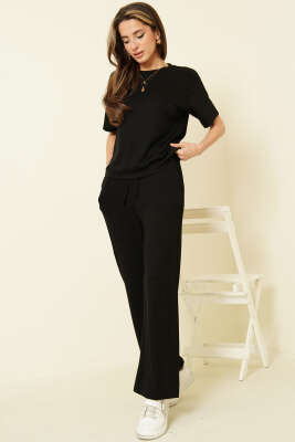 Kısa Kollu Loyşa T-shirt İkili Takım Siyah - CALİENTE