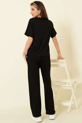 Kısa Kollu Loyşa T-shirt İkili Takım Siyah - Kadın Giyim Modelleri