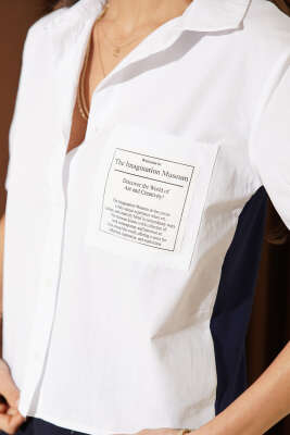 Kısa Kollu Modal Garnili Gömlek Lacivert - Kadın Giyim Modelleri