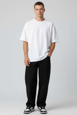 Kısa Kollu Oversize Erkek Tişört Beyaz - Erkek T-shirt