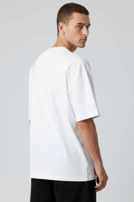 Kısa Kollu Oversize Erkek Tişört Beyaz - Erkek T-shirt