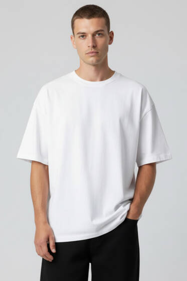 Kısa Kollu Oversize Erkek Tişört Beyaz - Erkek T-shirt