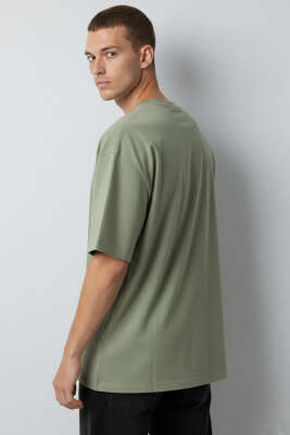 Kısa Kollu Oversize Erkek Tişört Çağla Yeşili - Erkek T-shirt