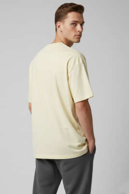 Kısa Kollu Oversize Erkek Tişört Sarı - Erkek T-shirt