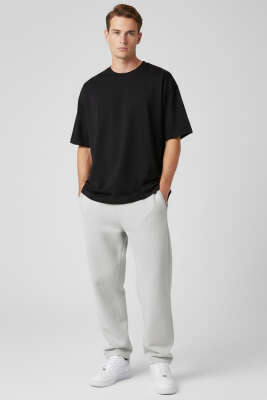 Kısa Kollu Oversize Erkek Tişört Siyah - Erkek T-shirt