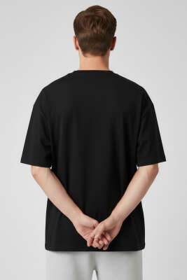 Kısa Kollu Oversize Erkek Tişört Siyah - Erkek T-shirt