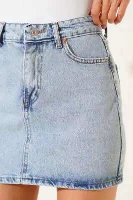 Kısa Kot Etek Kar Açık - Kadın Giyim Modelleri