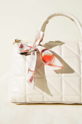 Kısa Kulplu Fularlı Kadın El Çantası Taş - Kol Çantası