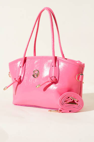 Kısa Kulplu Metal Armalı Çanta Fusya - Kol Çantası