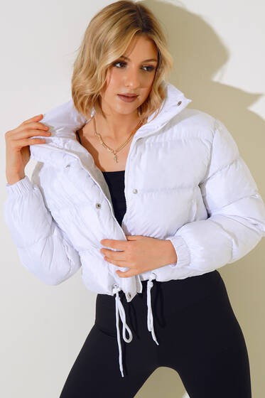 Kısa Şişme Mont Beyaz - Mont