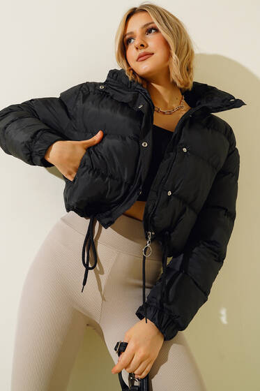 Kısa Şişme Mont Siyah - Mont