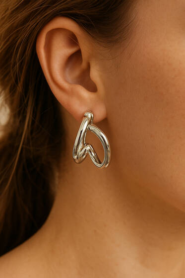 Kıvrımlı Küpe Gümüş - Küpe