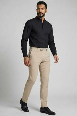 Klasik Kumaş Erkek Pantolon Bej - Erkek Pantolon