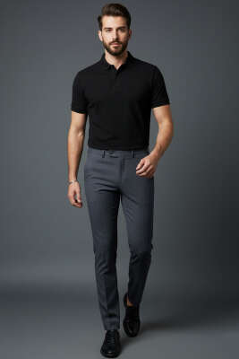 Klasik Kumaş Erkek Pantolon Füme - Erkek Pantolon