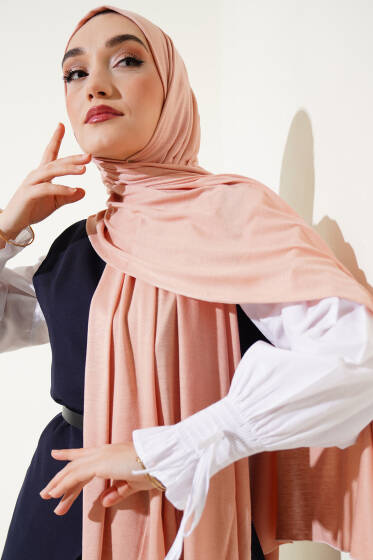 Klasik Penye Şal Somon - Başörtüsü